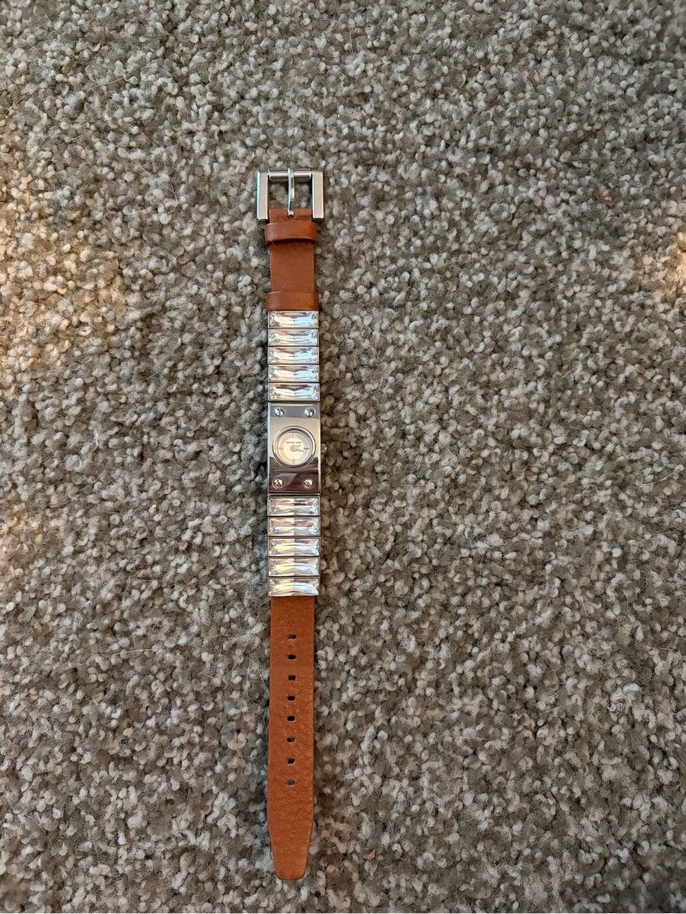 Michael Kors Brown Leather and Silver-Tone Men's Bracelet Watch